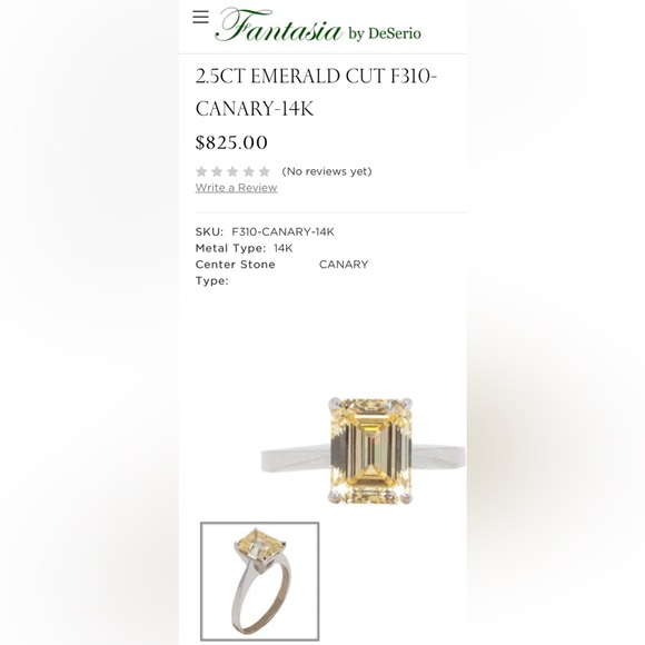 Neiman Marcus 14K Gold Canary Emerald-Cut Ring - Canary Yellow - Picture 3 of 3